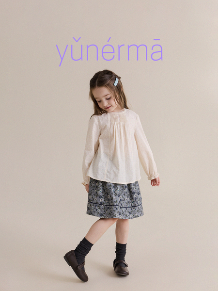 Yunerma Girls' New Autumn French-Style Pure Cotton Doll Shirt Children's Versatile Lace Blouse Baby Top