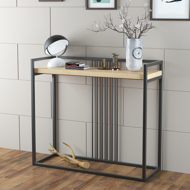 American style porch table modern minimalist solid wood iron art against the wall porch table shelf side table long narrow long table table