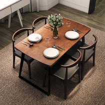 Nordic dining table and chair combination household small rectangular solid wood dining table modern minimal coffee table restaurant