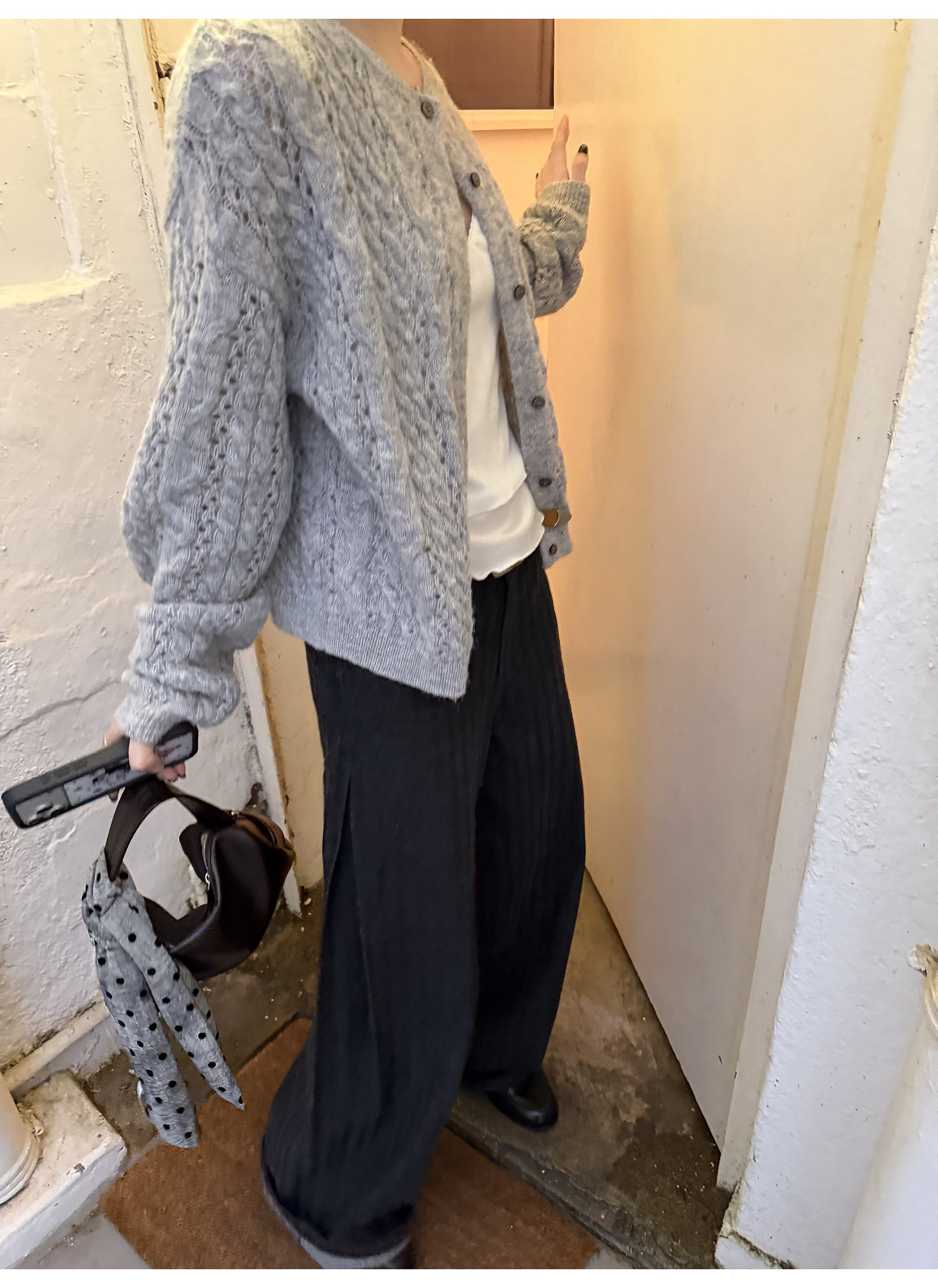 LelyMooch оригинальный дизайн винтажные черно-серые полосатые прямые широкие брюки женские свободные универсальные джинсы