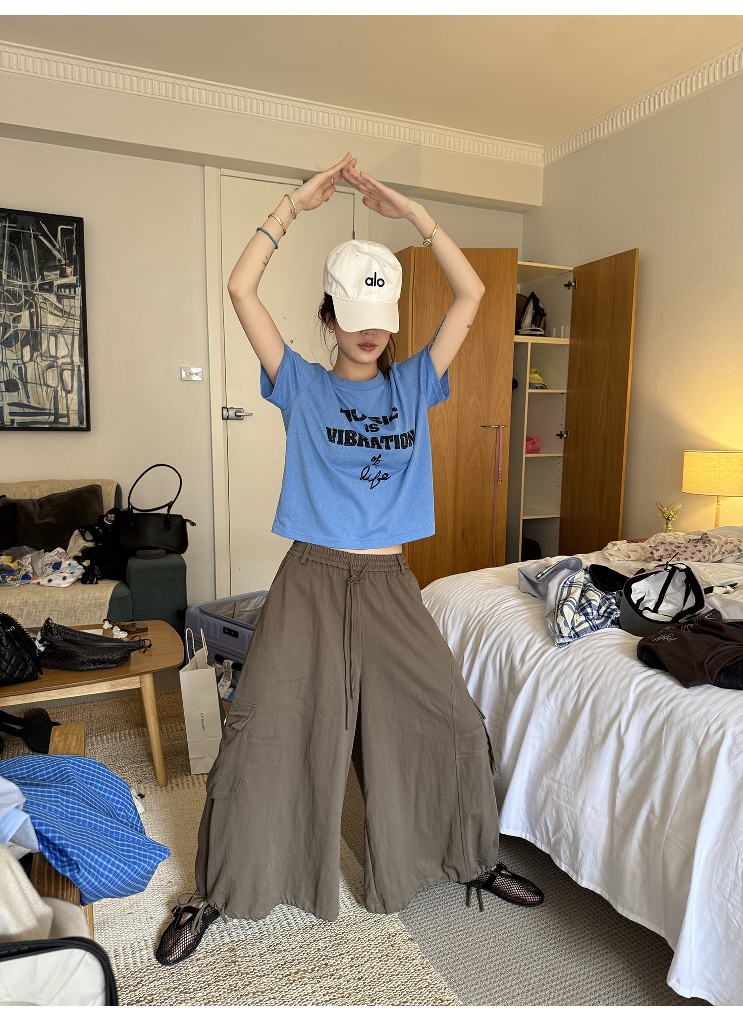 LelyMooch футболка с коротким рукавом из хлопково-льняной смеси с цифровой печатью и винтажным принтом букв