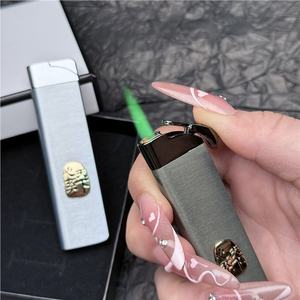 心系天下手工网红防风绿焰长条打火机金属高级轻奢个性耐用送男友