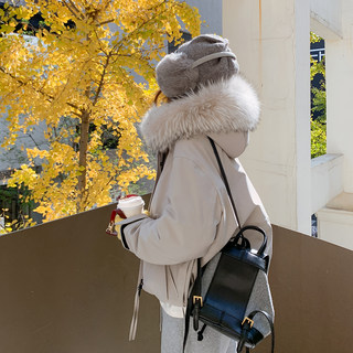 Korean Style Hooded down Jacket with Large Fur Collar for Women, Winter 2025 New Fashionable Thickened Warm White Duck down Coat