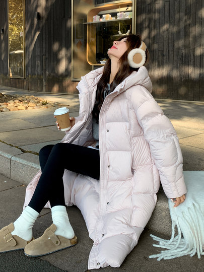 Pink Super Stylish down Jacket for Women, Winter Thickened 2025 New Mid-Length Slimming Fashionable White Duck down Puffer Coat