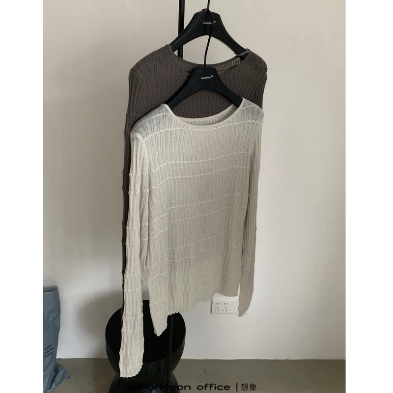 Korean Style Sailormoon Round Neck Textured Long-Sleeved Knitwear for Women 2026 New Slimming Look Bottoming Top Korean Style Sailormoon Round Neck Textured Long-Sleeved Knitwear for Women 2026 New Slimming Look Bottoming Top