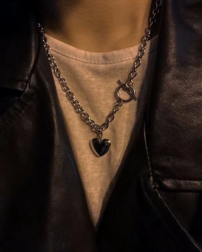 Брендовая ретро цепь в виде сердечка, ожерелье, металлическая цепочка до ключиц в стиле хип-хоп, европейский стиль