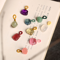 Crystal Hetian Jade Jade safe buckle wishful Lotus gourd lucky cat bell pendant bracelet
