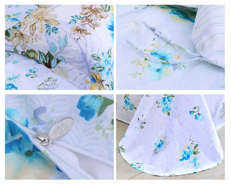 Thánh Anna dệt giàu mạng chăn trải giường Khăn trải giường hoa denim bông chăn bông phong cách mục vụ đỏ - Bộ đồ giường bốn mảnh bộ chăn ga gối đệm cưới everon