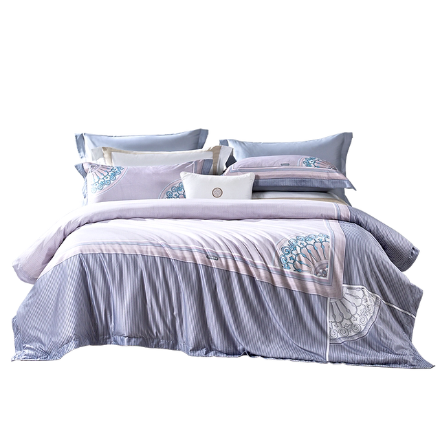 Fuanna Home Textiles 100 long velvet cotton bed four-piece set printed sheets and quilt cover light luxury tribute satin bedding