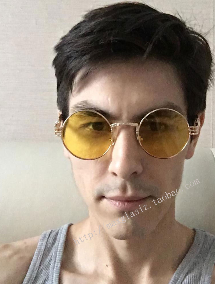 Gd Zhu Xingjie với kính đường phố chụp kính tròn gọng kính râm kim loại retro steampunk máy bay hip hop giá kính cận