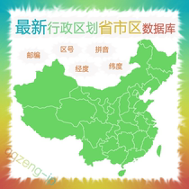Administrative divisions-provincial and urban ZIP code pinyin latitude and longitude-comprehensive standard database updated monthly
