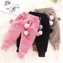 Baby velvet pants Autumn and winter Childrens winter thickened warm girls wear foreign style large pp childrens trousers tide