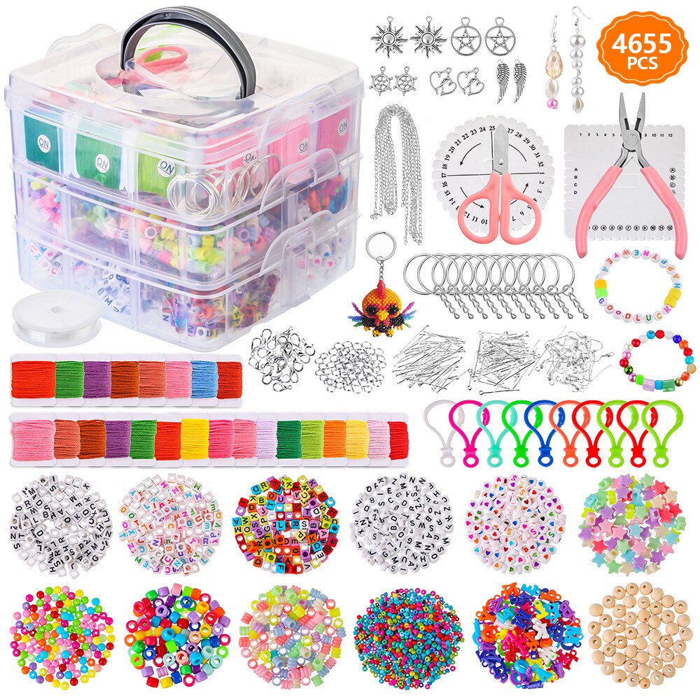 diy letter beads jewelry set – creative bracelet & necklace making kit for kids & adults