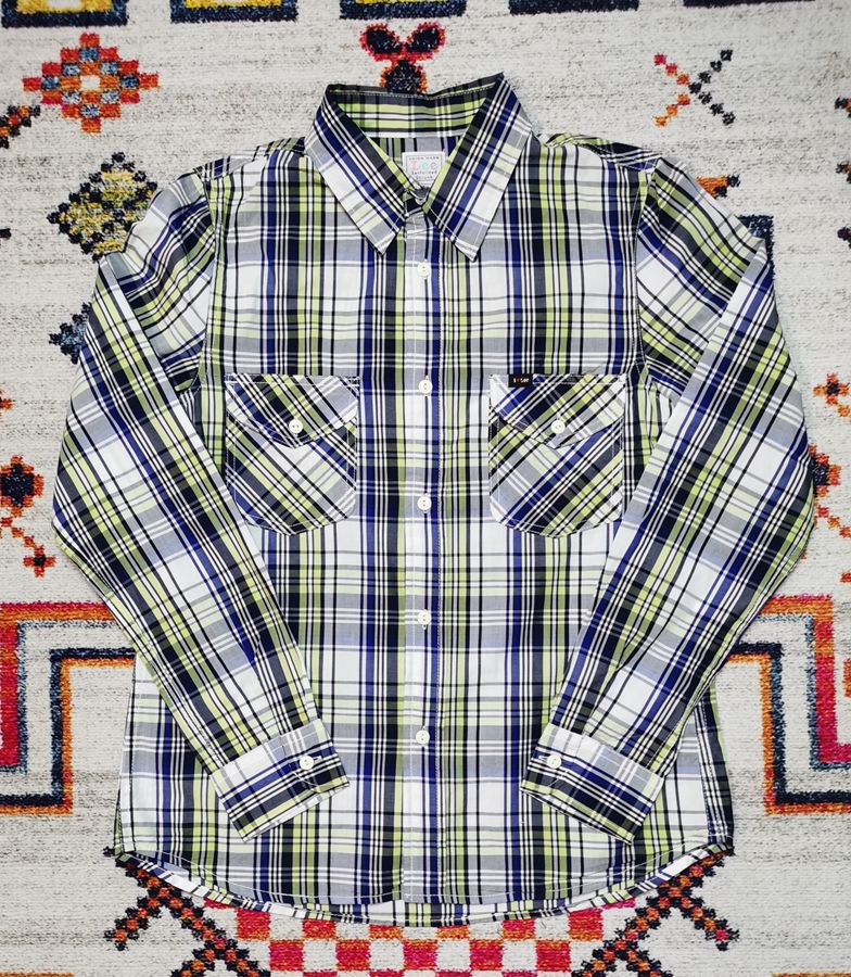 New Japanese single Japanese tide brand cooperation women's long-sleeved slim plaid shirt spring casual shirt LT9008