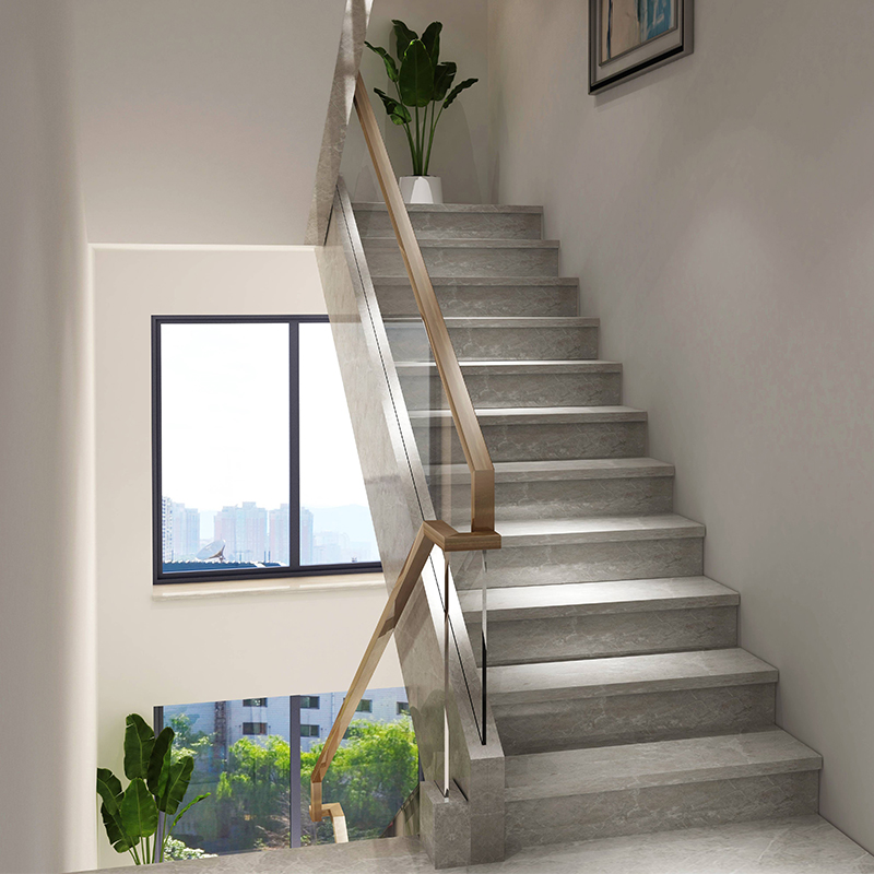 Suzhou Wuxi Steel Tempered Armrest Ultra White Glass Staircase Solid Wood Stairs Custom Guard Rail Fence Shanghai Railing Pillar-Taobao