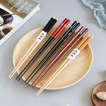 Senrui Japanese style wind wood chopsticks hand polished household natural solid wood pointed chopsticks winding iron wood chopsticks tableware