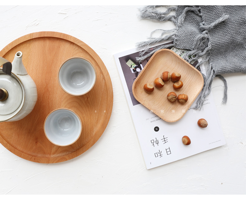 Nhật Bản- phong cách nhập khẩu, gỗ hình chữ nhật bằng gỗ tấm tròn bánh mì tấm rắn gỗ khay chén khay trà tấm gỗ khay trà gỗ nguyên khối