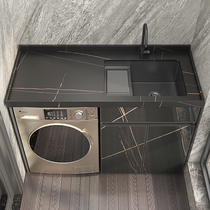 Balcony space aluminum washing machine cabinet custom Rock board with washboard laundry sink household integrated laundry basin combination