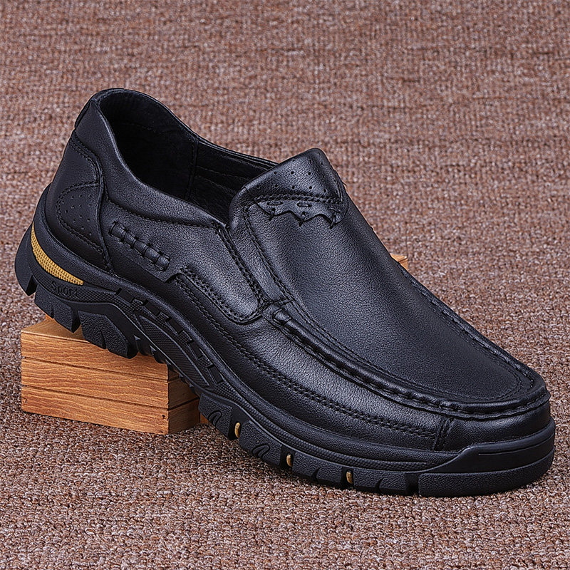 Foreign trade men's shoes 2022 spring and autumn business casual soft bottom big scalp shoes men's middle-aged casual shoes leather dad shoes