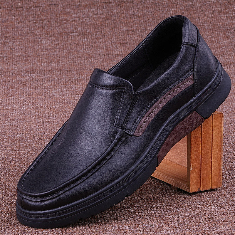 Foreign Trade Casual Leather Shoes Men's Spring Autumn Genuine Leather Men's Shoes Head Layer Bull Leather Sloth Shoes Non-slip Soft Bottom Casual Dad Leather Shoes