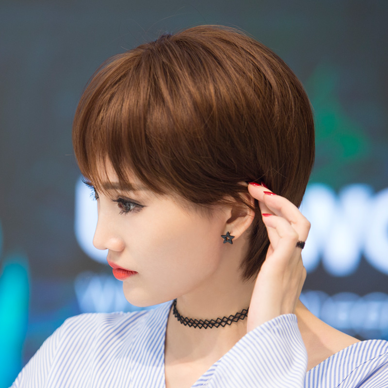Grandma Gray Wig Female Short Hair Bobo Korean Face Fluffy Natural