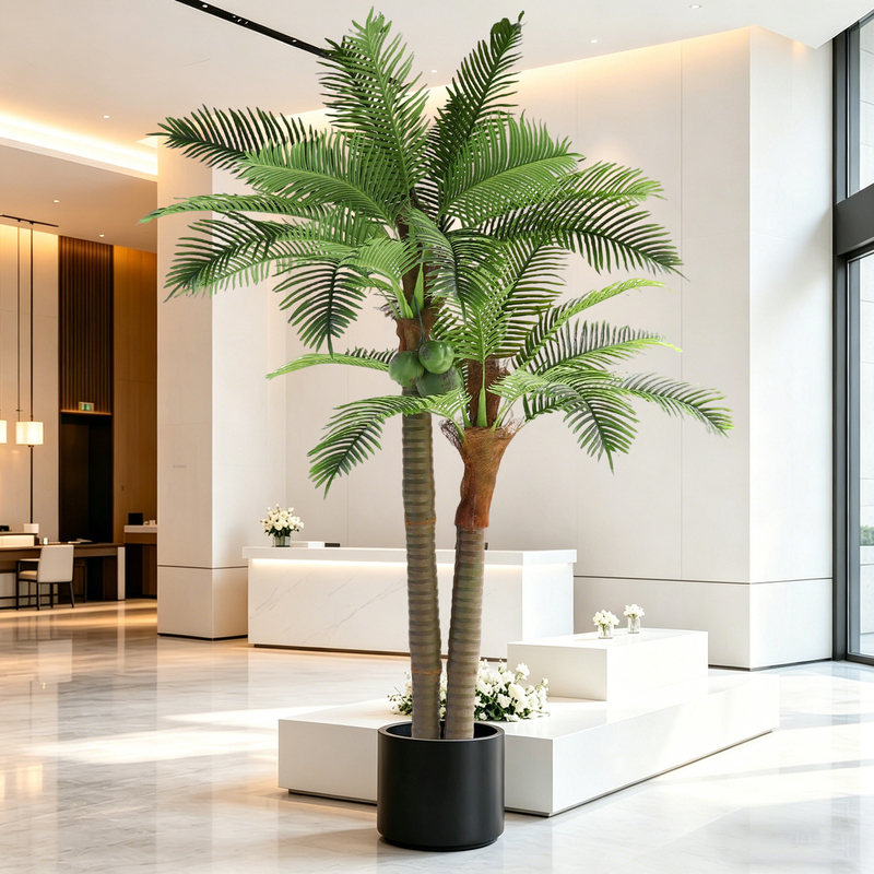 Large Artificial Coconut Tree, Sunflower Tree, Green Plant Potted Plant, Indoor Decoration, Tropical Plant, Mall Palm Tree, Floor-Standing Ornament