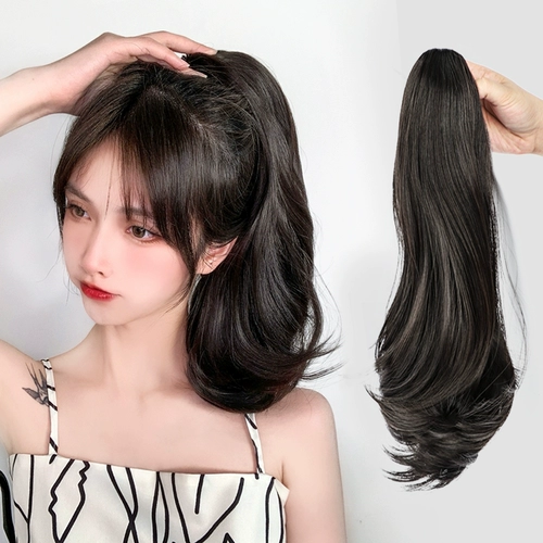 Хвостик, парик, заколка-крабик с косичкой, волнистый ремень изготовленный из настоящих волос на завязках, длина миди