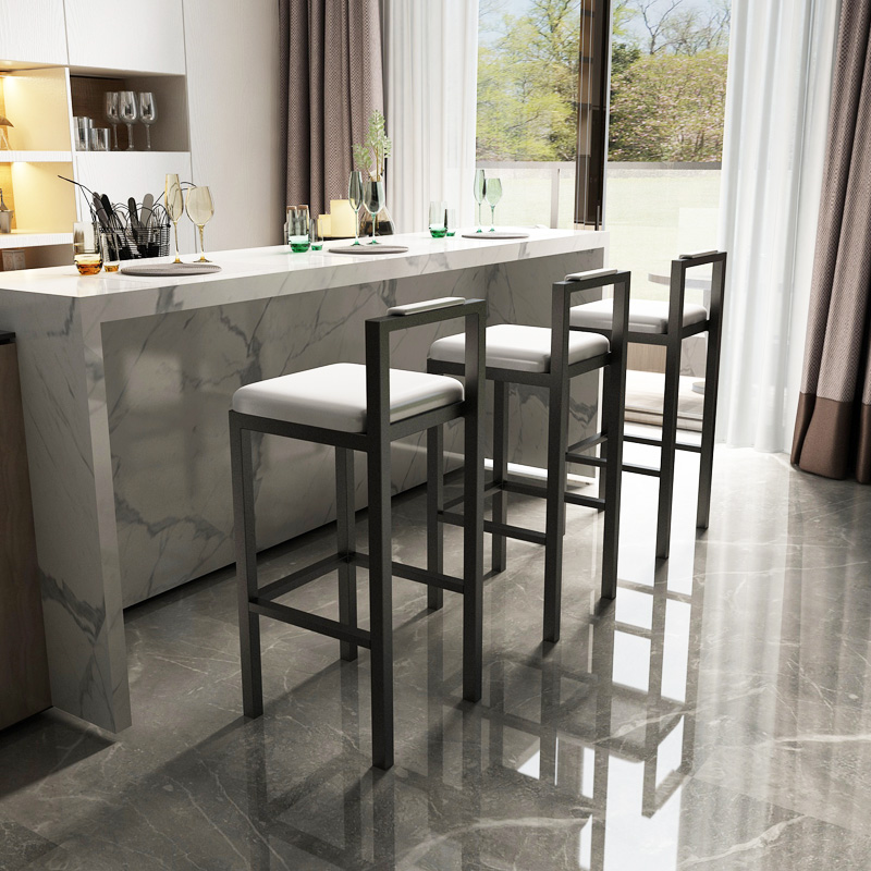 Home Retro Bar Chairs Bar Chairs Collection Silver Counter High Footstool Front Desk Chair Modern Minimalist Chair Iron Art Bar Stool