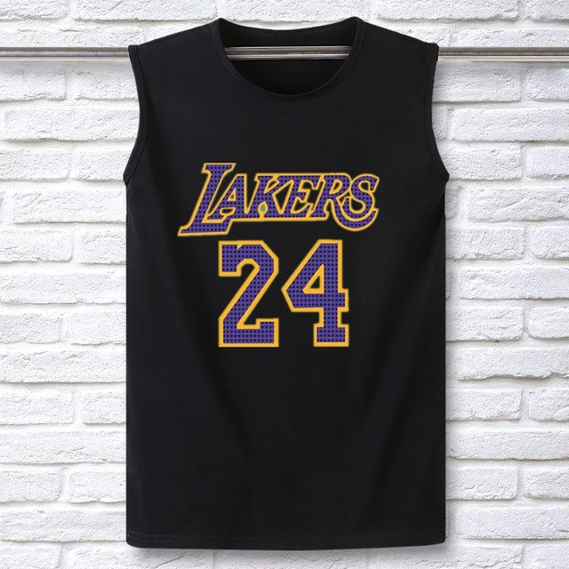 Men's Plus Size Cotton Undershirt Sleeveless T-Shirt Loose Sports Fitness Sleeveless Undershirt Basketball Kobe No. 24