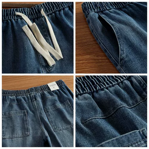 Летние тонкие дышащие мягкие прямые свободные джинсы для отдыха, эластичная талия