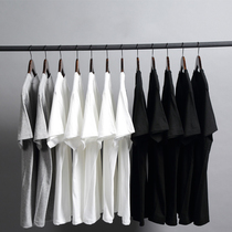  Mr Wu pure cotton round neck pure white bottoming shirt Large size short-sleeved t-shirt mens loose summer all-match mens top