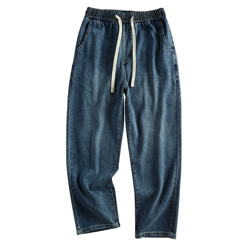 Летние тонкие дышащие мягкие прямые свободные джинсы для отдыха, эластичная талия