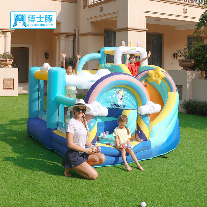 Доктор Дельфин Единорог Надувной Замок Крытый Небольшой Бытовой детский батут Горка Надувной замок Непослушный Замок
