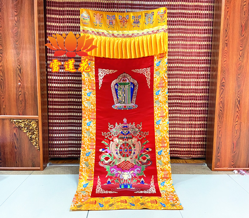Ethnic style Tibetan Buddhist hall door curtain eight auspicious hand-thick embroidery homestay partition curtain 5 colors can be selected to do