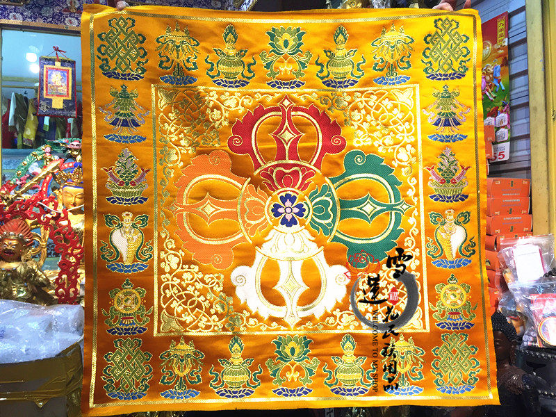 Tibetan Buddhist hall decoration fabric New King Kong cross pestle several eight treasure patterns for tablecloth thickening