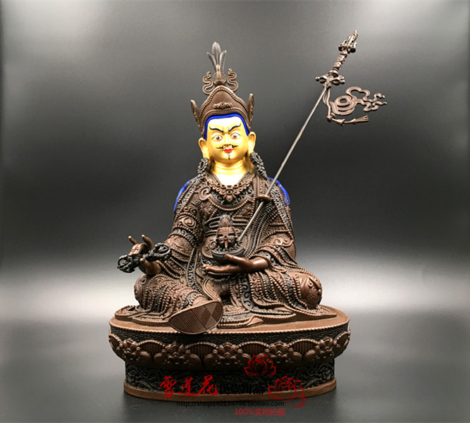 Nepal antique red bronze color lotus peanuts big Buddhist statues high 32CM