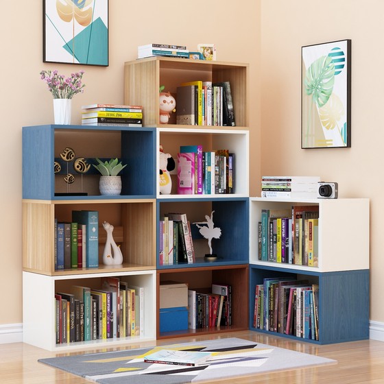 Simple modern floor-to-ceiling bookshelf shelf living room bedroom home student combination bookcase children's simple storage rack