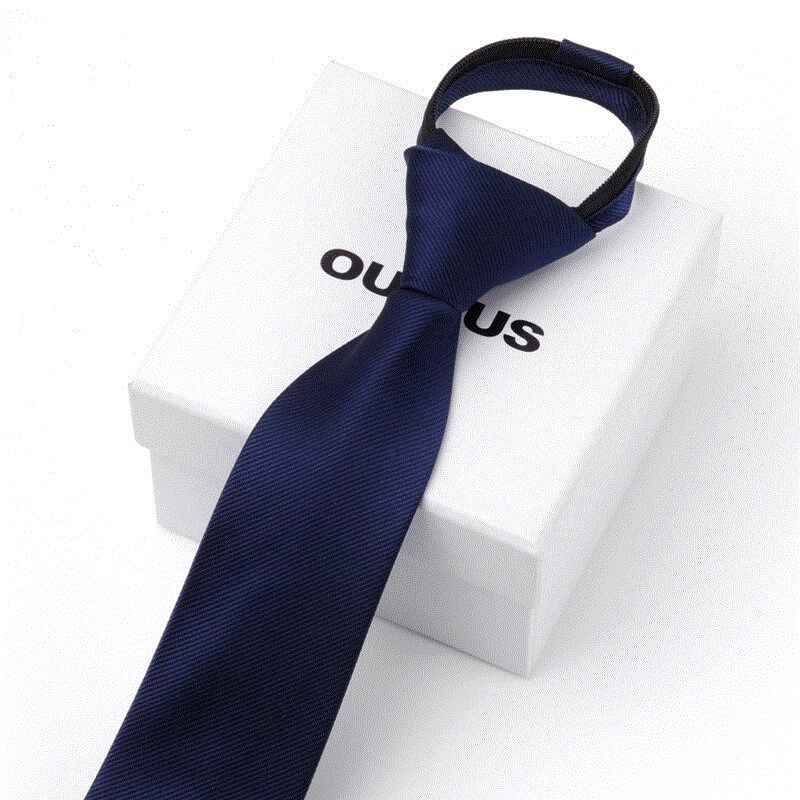 All-match three-color woven tie men's formal wear business pure black 4CM zipper lazy narrow collar