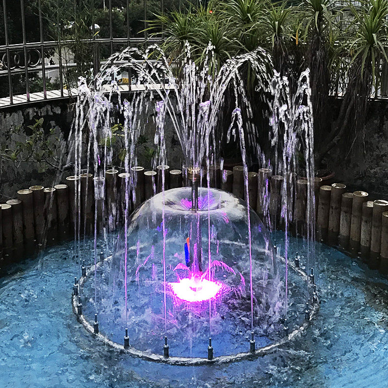 Garden fish pond stainless steel water feature fountain with LED flashing light mushroom shower head type fountain gardening water feature equipment
