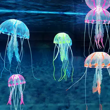 Fish tank simulation jellyfish aquarium landscaping decoration soft silicone fluorescent floating jellyfish multi-color size selection