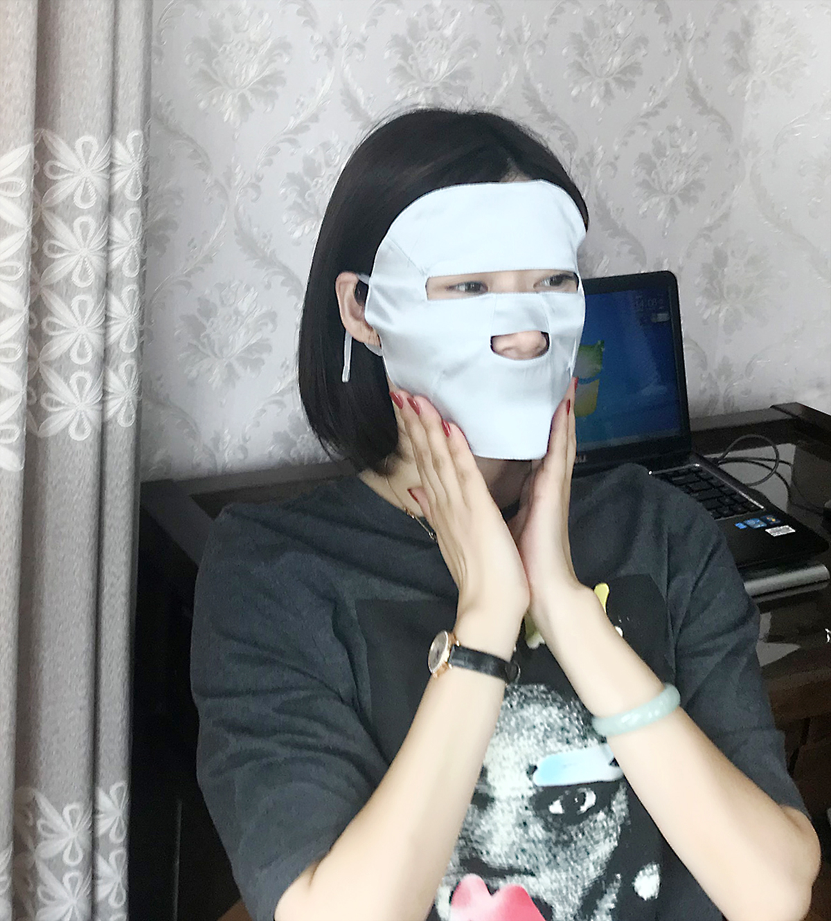 Silk Mask 100% Mulberry Silk Full Face Gini Summer Sunscreen Sleep Beauty Outdoor Face Mask Anti-allergy