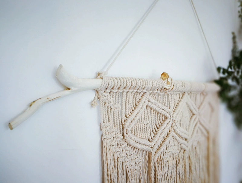 Tấm thảm làm bằng tay Macrame thanh gỗ tự nhiên thanh gỗ tự nhiên thảm treo tường mandala