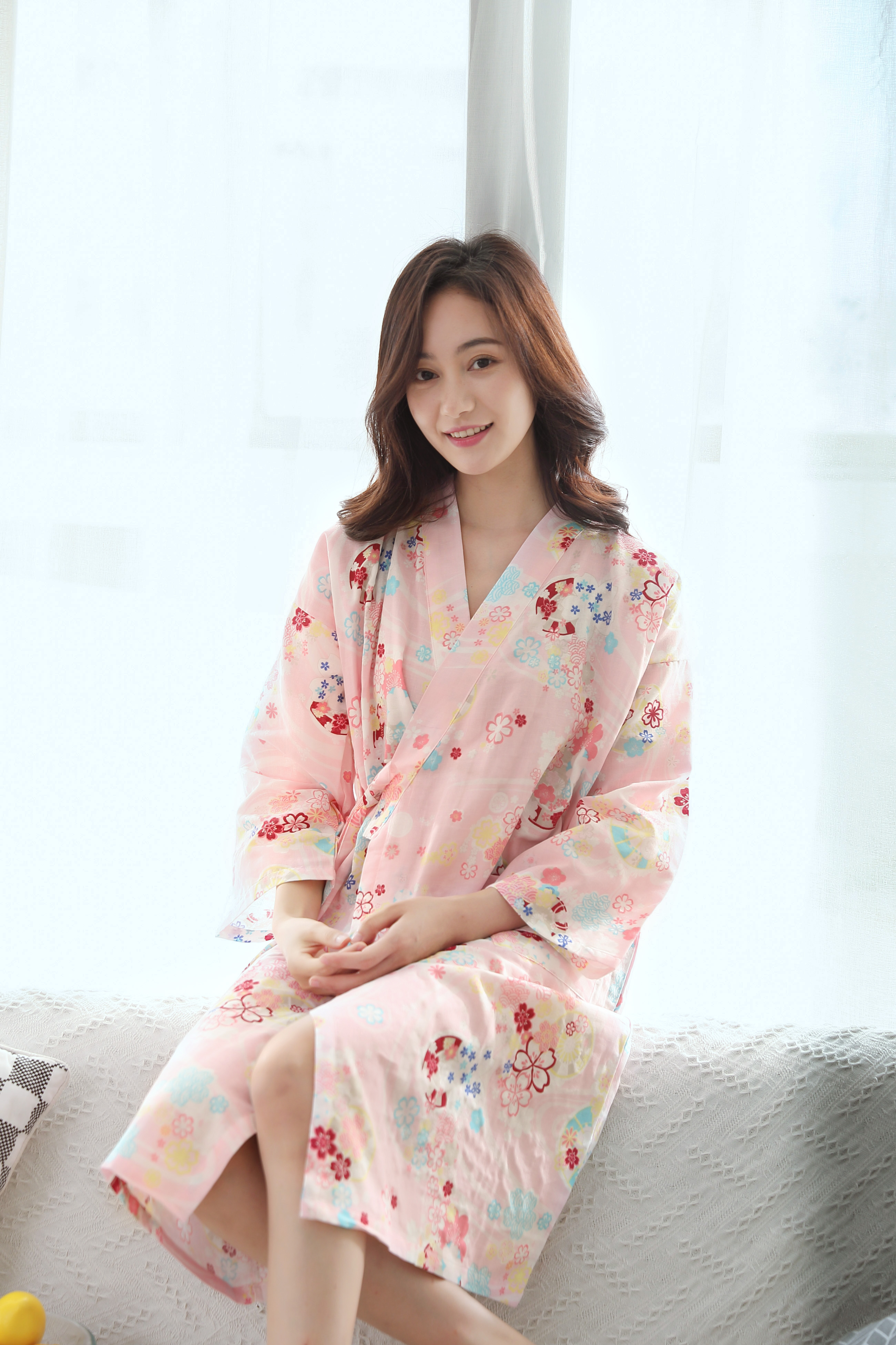 Kimono bông gạc đồ ngủ nam giới và phụ nữ dịch vụ nhà kích thước lớn Nhật Bản dài tay áo choàng áo tắm mồ hôi quần áo phong cách mới