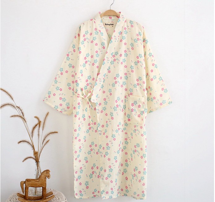 Kimono bông gạc đồ ngủ nam giới và phụ nữ dịch vụ nhà kích thước lớn Nhật Bản dài tay áo choàng áo tắm mồ hôi quần áo phong cách mới