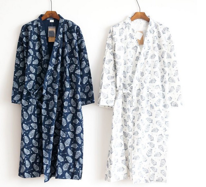 Kimono bông gạc đồ ngủ nam giới và phụ nữ dịch vụ nhà kích thước lớn Nhật Bản dài tay áo choàng áo tắm mồ hôi quần áo phong cách mới