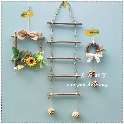 The left and right dreams of natural dry branches handmade creative pendants hanging ladder rattan ring ring wall hanging three-piece set