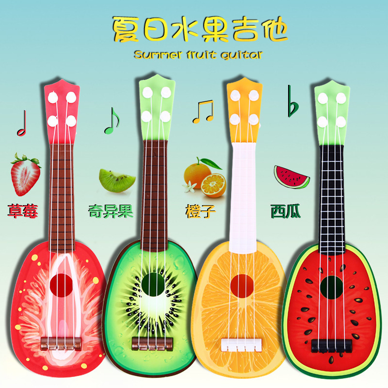 Children's mini fruit guitar toy ukulele simulation four-string can play early education puzzle simulation musical instrument