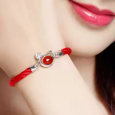 Pure Silver Life year red rope hand rooster year female Zodiac chicken mascot 2020 birthday gift Lucky Jewelry
