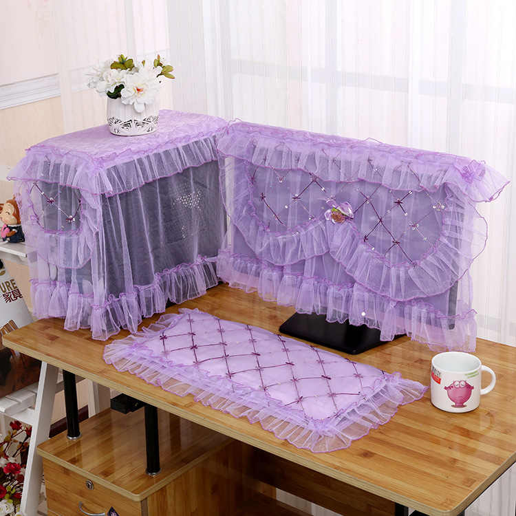 Fabric lace Computer dust cover cover Desktop computer dust cover All protective cover LCD screen cover Towel cloth