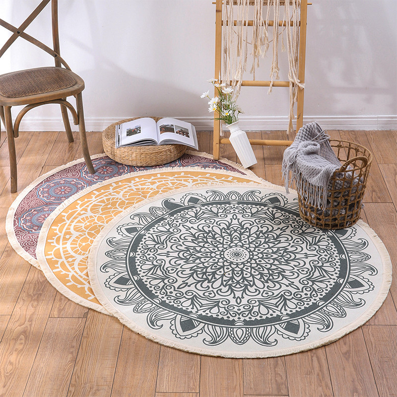Round carpet bedroom living room floor mat ins wind bedside coffee table mat large carpet non-slip tatami mat mat